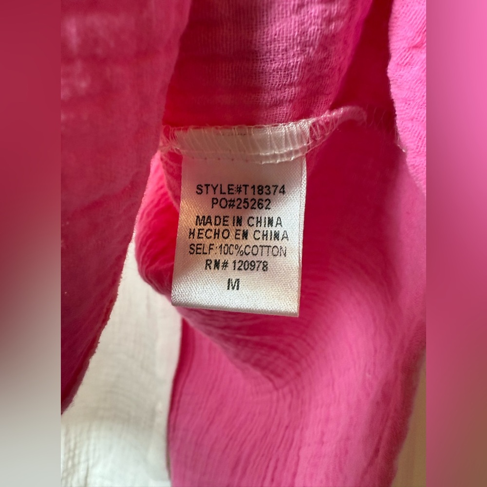 Entro Pink Color Block Style Button Up Top‎ - Picture 5 of 14